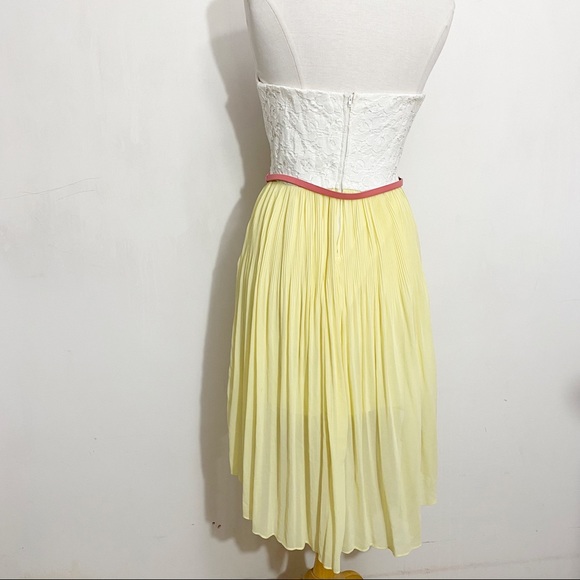 A.BYER NWT retro strapless lace bodice pleated chiffon high low belted dress 7 - Picture 5 of 10